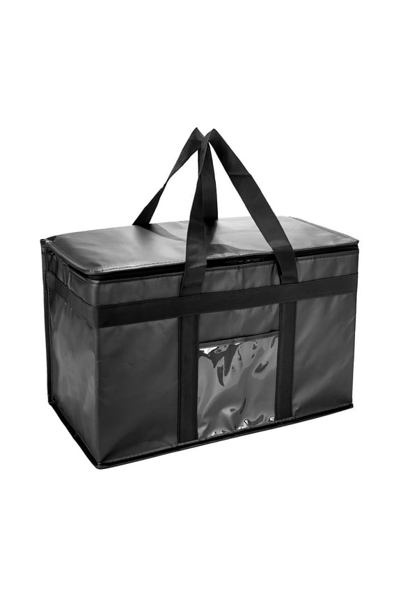 XXL Large Insulated Cooler Bag, Styrofoam Cooler of Keep Food Hot or Cold, Reusable Double Zipper Food Delivery Bag for Grocery Shopping, 20"W x 13"H x 10"D ( Black )