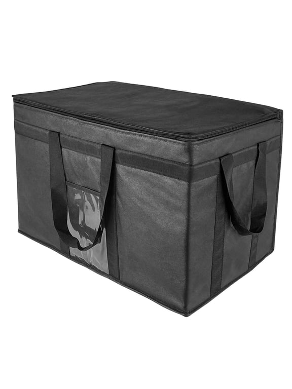 XXXL Large Insulated Cooler Bag, Styrofoam Cooler of Keep Food Hot or Cold, Reusable Double Zipper Food Delivery Bag for Instacart, Restaurant, Food Transport, 23" W x 15" H x 14" D (Black)