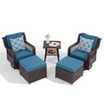 thumbnail image 1 of Yalissey 5PCS Outdoor Swivel Gliders Set with Ottoman Table, 360-Degree Swivel Rocker Lounge Chair,Wicker Bistro Furniture Set(Blue), 1 of 6