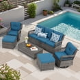 thumbnail image 1 of Yalissey 6PCS Outdoor Swivel Gliders Set with Ottoman HDPE Table, 360-Degree Swivel Rocker Lounge Chair,Wicker Bistro Furniture Set(Beige,Brown Rattan), 1 of 6