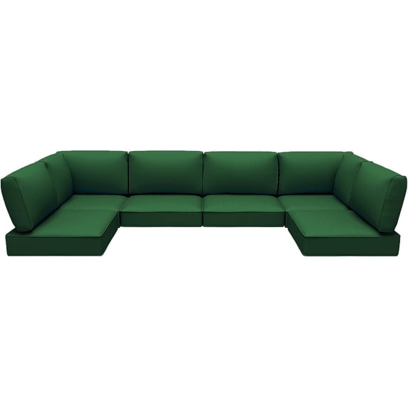 Yalissey Outdoor Replacement Cushions for Patio Furniture,Water-Resistant Sofa Cushions for Rattan Wicker Sectional Patio Conversation Sets,14-Piece Outdoor Couch Cushions Patio Sofa,Green