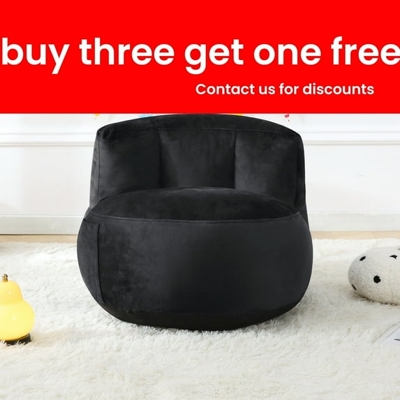 『Home Decoration』Yalmila Ultra Soft Bean Bag Chair for Kids and Adults includes pocket,Zipper Comfy Chair(2.5ft,Black)!Note SMALL sizes!