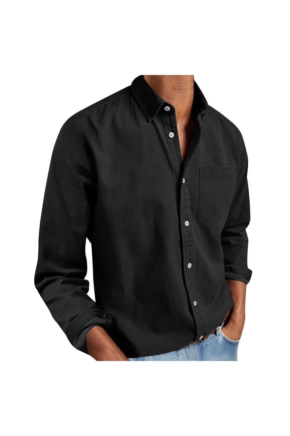 Button down Shirts for Men Long Sleeve Loose Fitting Lightweight Work Casual Office Tops with Pocket