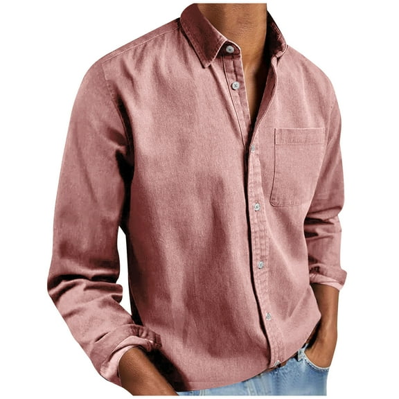 Yaltungu Button down Shirts for Men Long Sleeve Loose Fitting Lightweight Work Casual Office Tops with Pocket