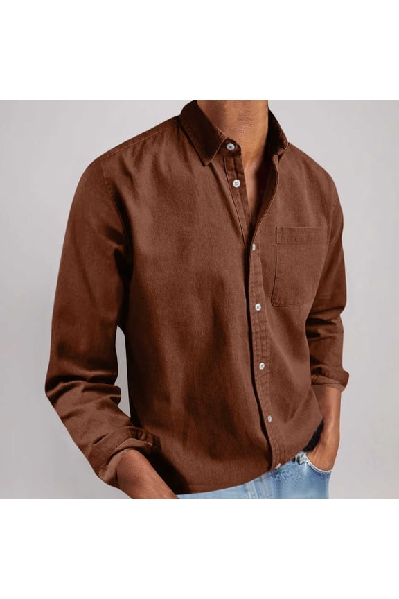 Button down Shirts for Men Long Sleeve Loose Fitting Work Casual Office Tops with Pockets Size XL