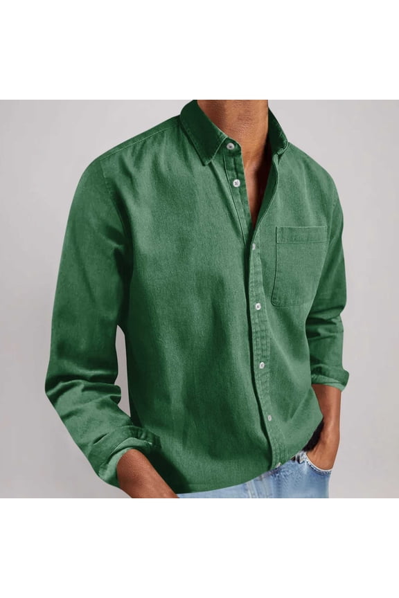 Button down Shirts for Men Long Sleeve Loose Fitting Work Casual Office Tops with Pockets Size XL