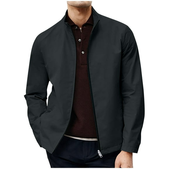 Yaltungu Jackets for Men Full Zip Loose Lightweight Streetwear Leisure Active Camping Fall Jacket with Pockets