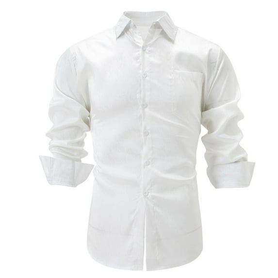 Yaltungu Long Sleeve Shirts for Men Button down Lapel Neck Fitting Comfy Work Dress Casual Solid Color Tee ShirtsXL