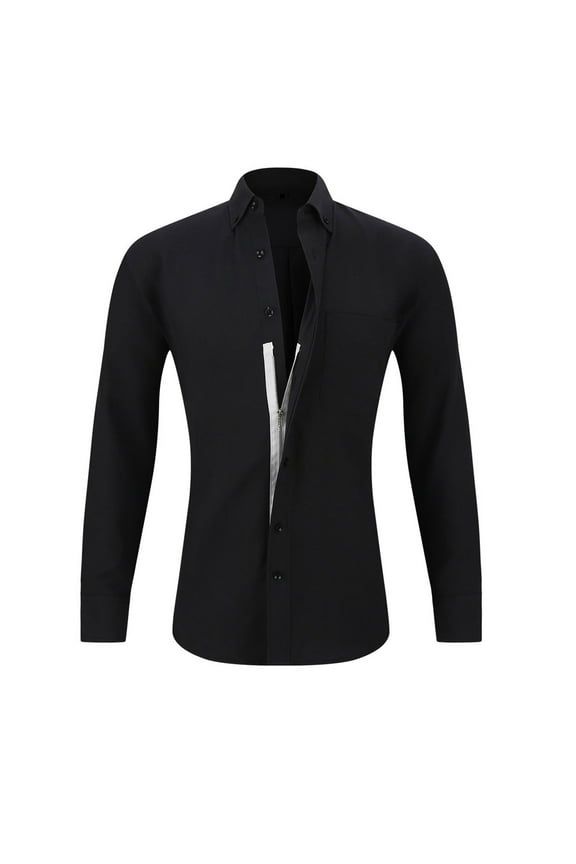 Long Sleeve Shirts for Men Button down Zipper Fitting Dress Shirts Work Business Casual TopsL