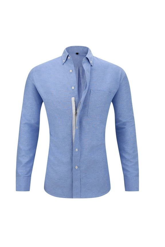 Long Sleeve Shirts for Men Button down Zipper Fitting Dress Shirts Work Business Casual TopsS