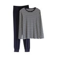thumbnail image 1 of Yaltungu Lounge Sets for Men Pajamas Round Neck Shirts Ruched Pants Comfy Casual Sleepwear Outfits Striped, 1 of 3