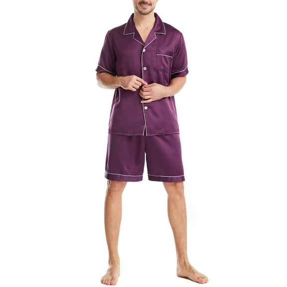 Yaltungu Lounge Sets for Men Pajamas Shorts Button down Shirts Loose Soft Comfy Sleepware Casual Outfits