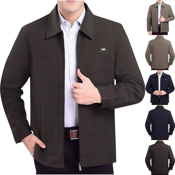 Yaltungu Mens Outwear Workwear Jackets Zipper up Loose Warm Outwear Casual Officewear Dinner Party Prom Jacket