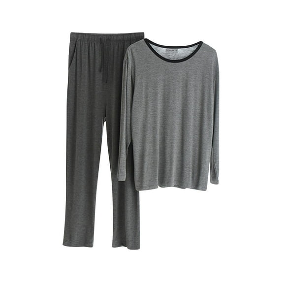 Yaltungu Pajama Sets for Men 2 Piece Drawstring Pants Long Sleeve Shirts Thin Comfy Casual Sleepwear Outfits