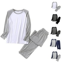 Yaltungu Pajama Sets for Men Color Block Long Sleeve Shirts Drawstring Pants Comfy Homewear Casual Outfits