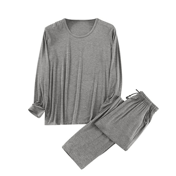 Yaltungu Pajamas for Men Sets Long Sleeve Round Neck Shirts Drawstring Pants Comfy Casual Sleepwear Fall Clothes