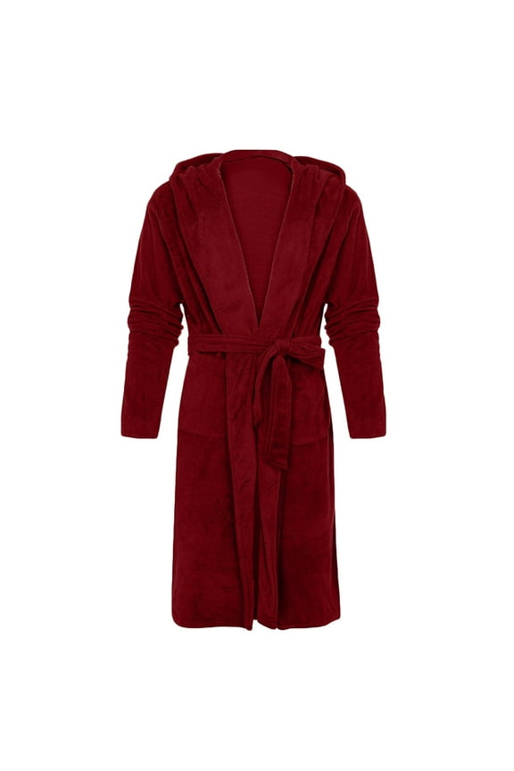 Plus Size Robes for Men Pajamas Long Sleeve Full Length Tie Front Spa Bathrobes with Hood Loose Fleece Comfy Sleepwear
