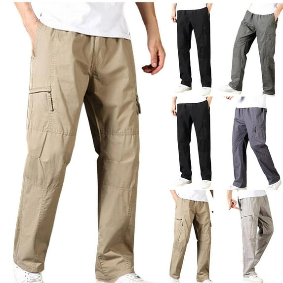 Yaltungu Plus Size Work Pants for Men Straight Leg Loose Comfy Officewear Outdoor Casual Cargo Pants with Pockets