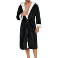 thumbnail image 1 of Yaltungu Robes for Men Flannel Fleece Pajamas with Hood Knee Length Long Sleeve Pockets Warm Comfy Thick Bathrobes Pjs, 1 of 3