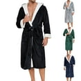thumbnail image 1 of Yaltungu Robes for Men Flannel Fleece Pajamas with Hood Knee Length Long Sleeve Pockets Warm Comfy Thick Bathrobes Pjs, 1 of 4