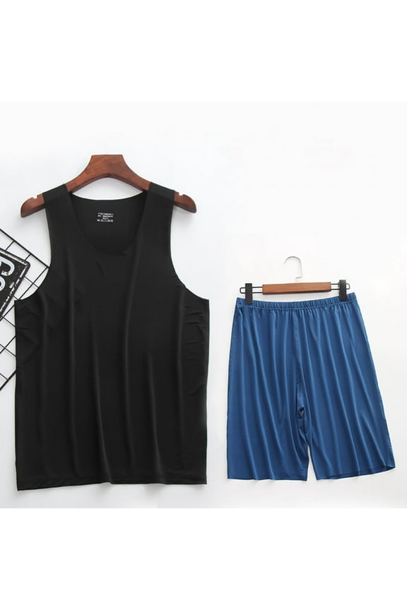 Workout Sets for Men Round Neck Tank Tops Pants Loose Thin Comfy Workout Athletic Casual Outfits