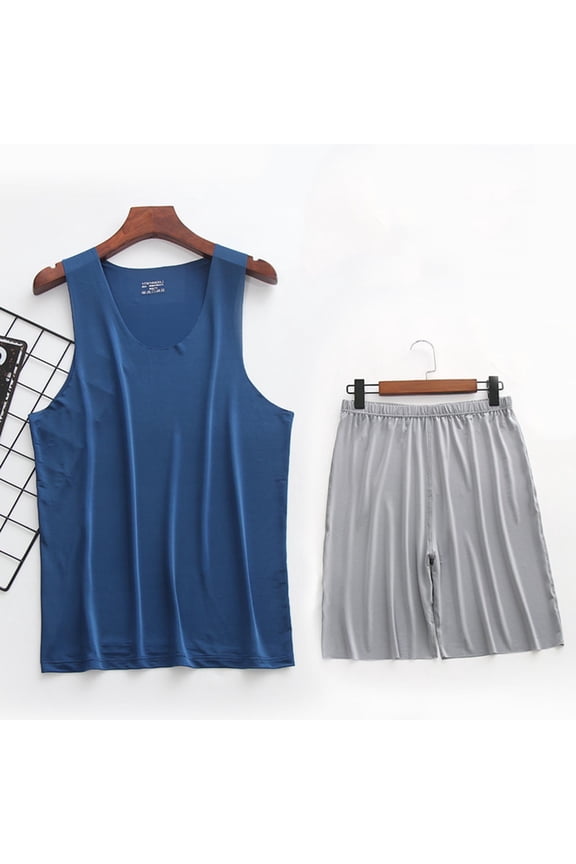 Workout Sets for Men Round Neck Tank Tops Pants Loose Thin Comfy Workout Athletic Casual Outfits