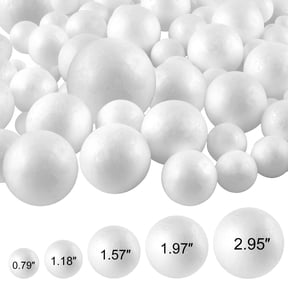 Yalumo 100 Pack Foam Balls for Crafts, 5 Size Smooth Polystyrene Foam Balls 0.8 1.2 1.6 2 3 Inch Round White Foam Craft Balls for School Projects, Birthday Decoration, Modeling, DIY Ornaments