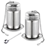 Yalumo 2 Pack Tea Infuser for Loose Tea, Extra Fine Mesh Tea Infuser, 304 Stainless Steel Tea Strainers with Chain Hook and Trays, Loose Leaf Tea Steeper for Black Tea, Spices