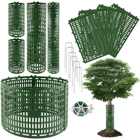 Yalumo Tree Trunk Protector, 20 Pack Expandable Tree Guard Wraps to Protect Bark with Twist Tie and Metal Stakes, Plant Shrub Protectors from Trimmers, Mowers, and Animals