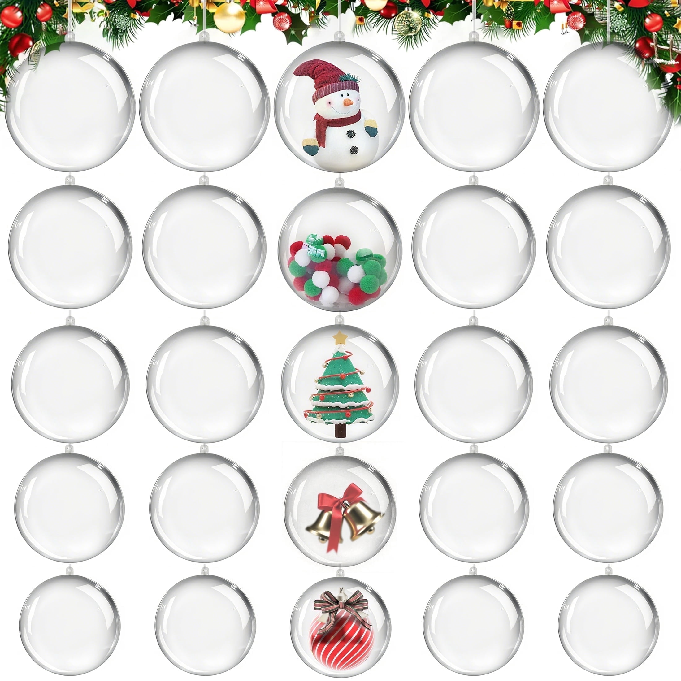 Yalumo 25 Pcs Clear Plastic Fillable Ornaments for Crafts, Clear ...