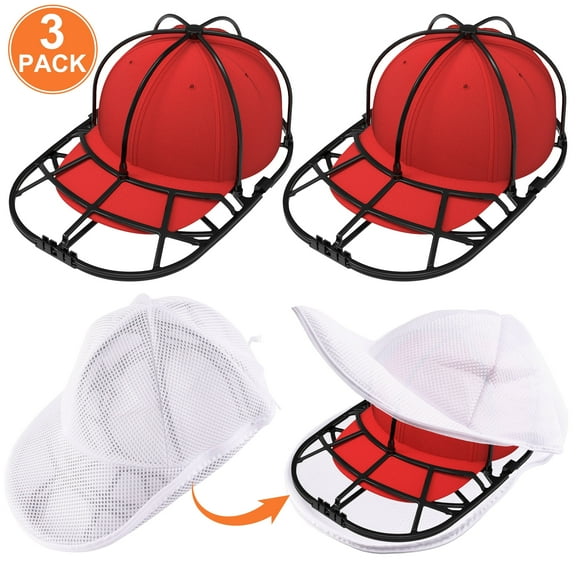Yalumo 3 Pack Hat Washer Cage Hats Cleaner Set Includes 2 Cap Protectors and 1 Mesh Bag for Washing Machine, Baseball Cap Cleaner for Adult and Youth Hats