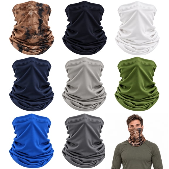 Yalumo 8 Pack Neck Gaiter, Breathable Face Mask Gator, Sun Wind Dust Shield Face Cover Scarf