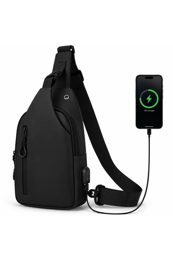 Crossbody Bag for Women and Men, Small Sling Backpack with Convertible Shoulder Strap, Chest Bag for Travel, Hiking, Outdoors, Running, Casual, Daypack, Black