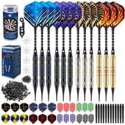Yalumo Darts Plastic Tip Set for Electronic Dartboard, 12 Pcs 18 Grams Professional Soft Tip Darts with 12 Aluminum Shafts, 36 Flights, 50 Rubber O-Rings, 100 Replacement Tips & Storage Case