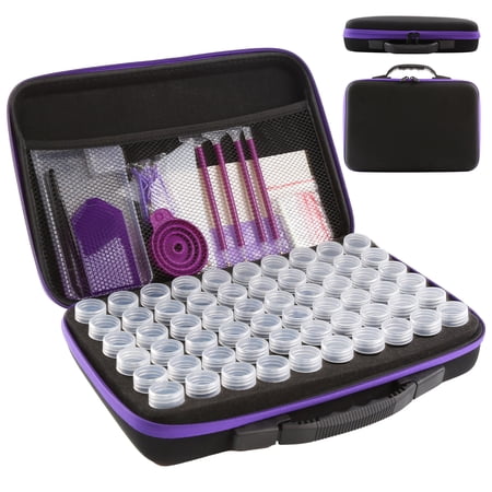 Yalumo Diamond Art Storage 60 Slots Organizer Case Portable Storage Box for Diamond Painting Accessories and Tools, Diamond Painting Beads Storage Container, Diamond Art Organizer