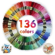 Yalumo Embroidery Thread 136 Skeins Rainbow Color Embroidery Floss Cross Stitch Threads Friendship Bracelets String Floss Cotton Crafts Floss, Holiday gifts