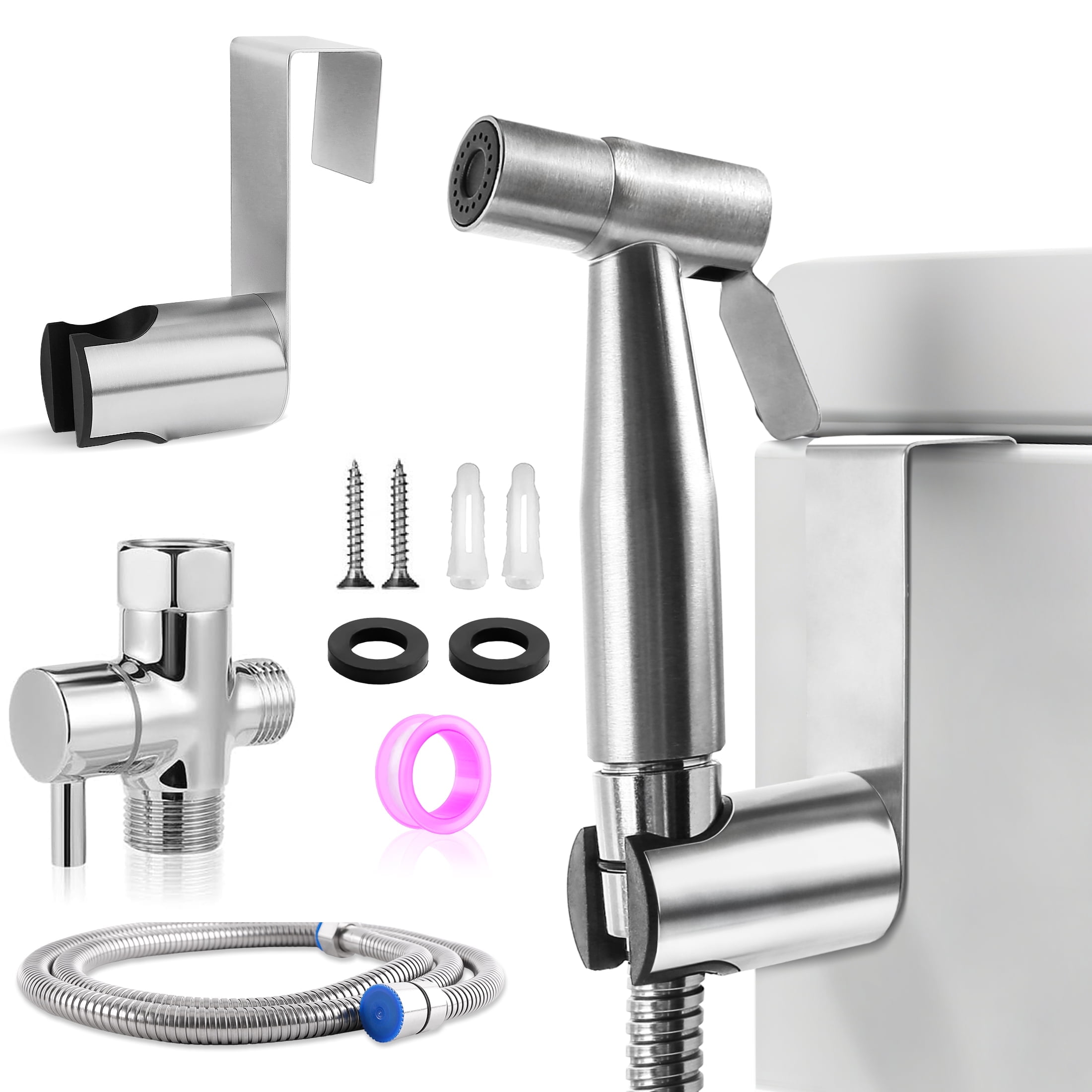 Yalumo Handheld Bidet Sprayer for Toilet, Stainless Steel Toilet Bidet Sprayer, Adjustable Water Pressure Control with Bidet Hose for Feminine Wash, Cloth Diaper Sprayer Bidets Attachment for Toilet