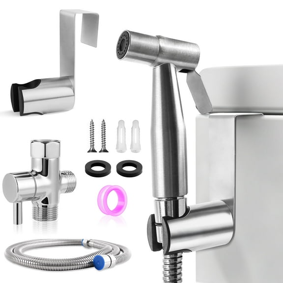 Yalumo Handheld Bidet Sprayer for Toilet, 7/8" Stainless Steel Toilet Bidet Sprayer, Adjustable Water Pressure Control with Bidet Hose for Feminine Wash, Attachment for Toilet