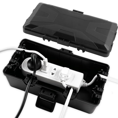 Yalumo Medium Outdoor Electrical Box Waterproof (10.6x6x4.5inch), Extension Cord Cover with 6 Cable Entry, IP54 Waterproof Outdoor Electrical Box for Power Strip, Plug, Light, Timer, Outlet, Black