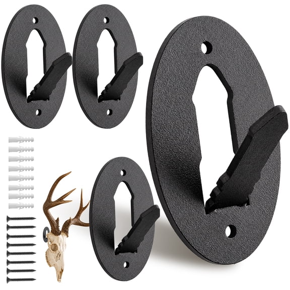 Yalumo European Mount Skull Hanger, 4 Pack Heavy Duty Deer Skull Wall Mount, 45 lb Steel Skull Mount Bracket for Deer, Antelope, Coyote & Trophy Display