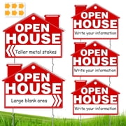 Yalumo 5 Pack Open House Signs for Real Estate, 17" x 13" Double Sided Yard Signs with Metal Stakes & Directional Arrows, Weatherproof Open House Signage for Realtor Property Sale