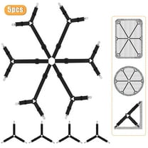 Yalumo Sheet Straps Set of 5, Adjustable Secure and Fitted Sheet Straps with Metal Clips Include 4 Pcs Upgraded Triangular Sheet Clip and 1 6 Way Bed Sheet Straps Clips (Black)