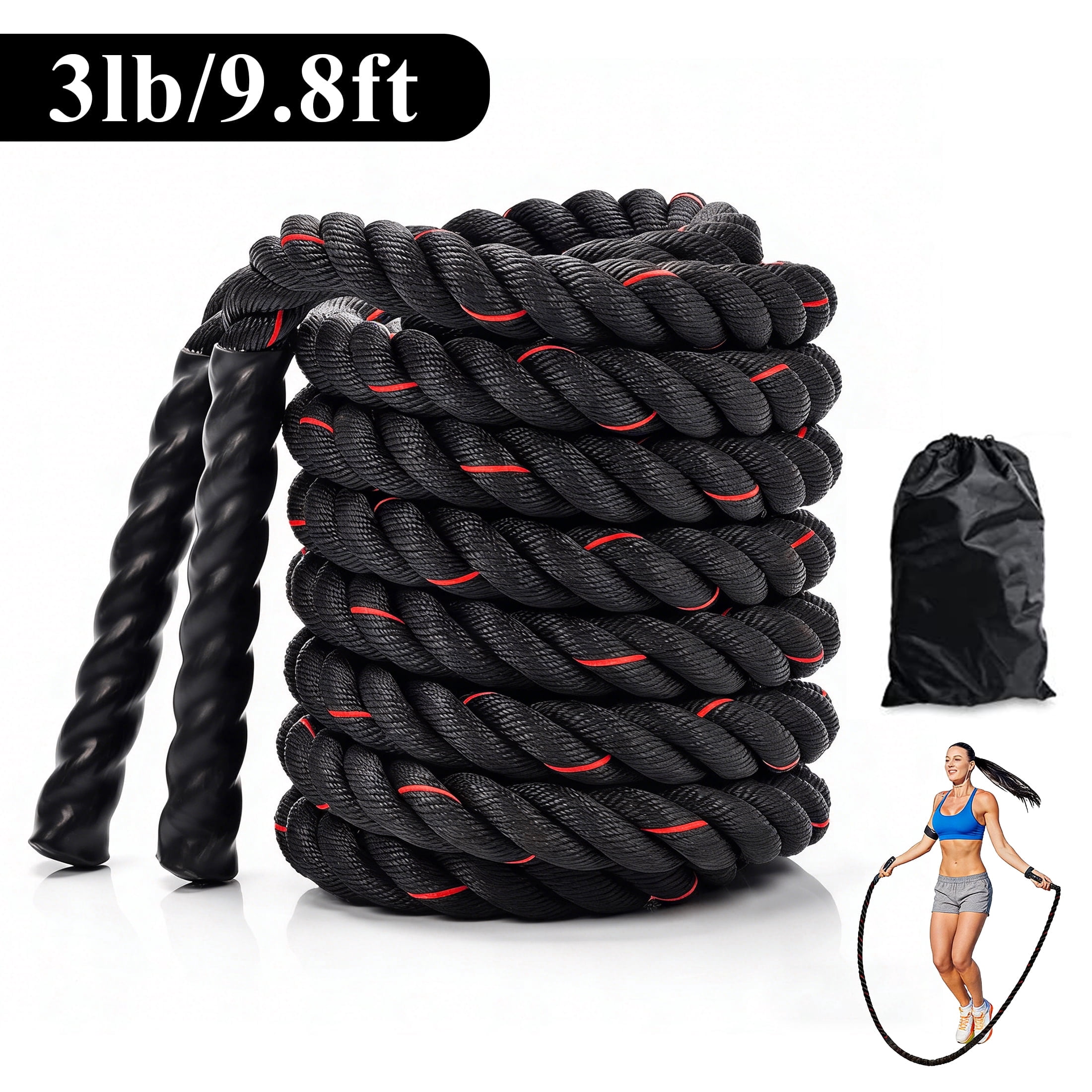 Yalumo Weighted Jump Rope for Men and Women, 3LB Heavy Skipping Rope for Fitness, Exercise and Home Workout, Improve Strength and Building Muscle, Total Body Wo