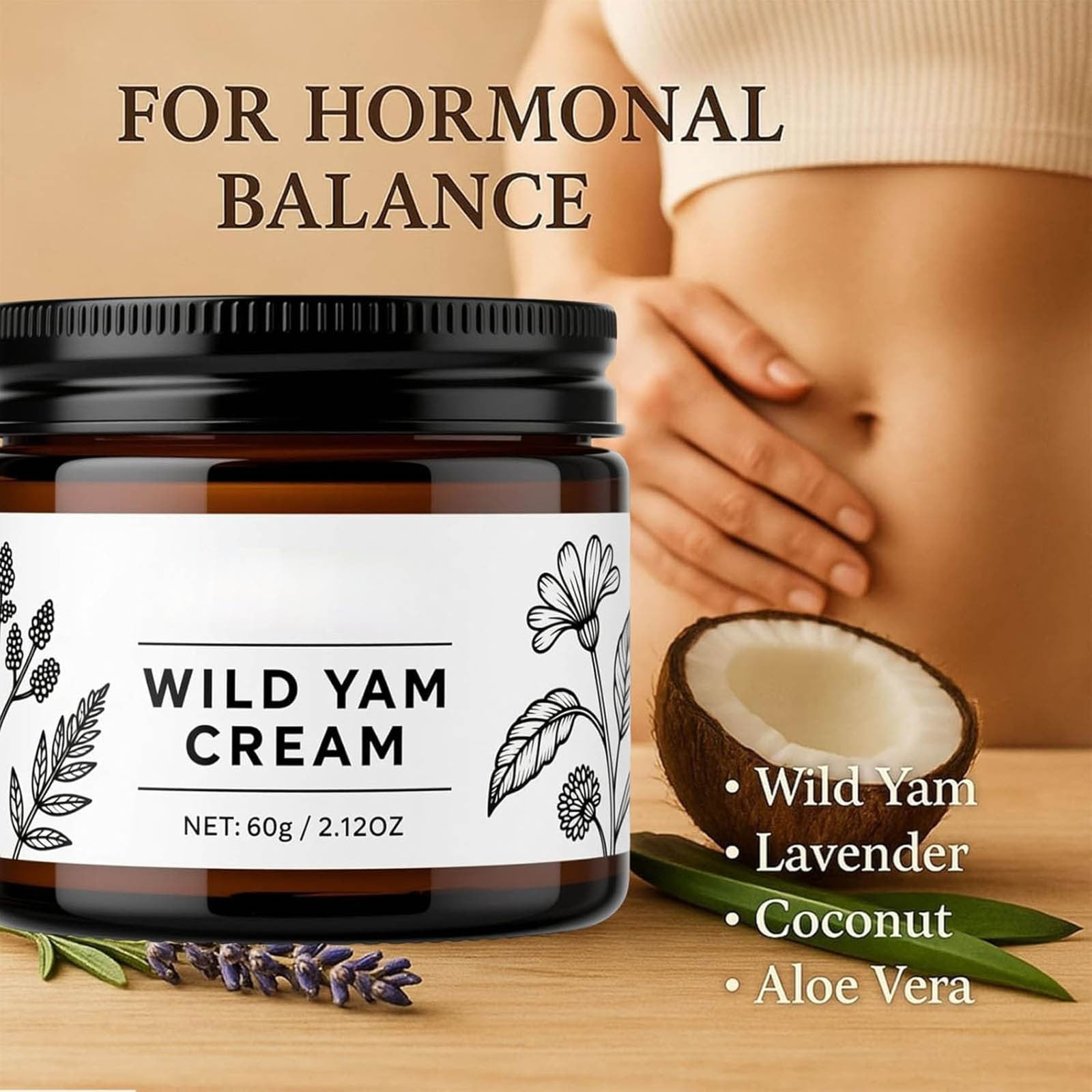Yam Cream,Wild Yam Cream,Yam Cream Moisturizing Body Cream With Vitamin E Aloe Soothing Plant Moisturizer Support For Menopause Oil,Natural Hormone Menopause(60g/2.12oz)