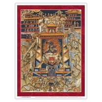 Yama Lord of Death and Justice - Buddhist Deity - Vintage Tibetan Thangka Buddhist Painting - Tibet, 18th Century - Master Art Print (Unframed) 9in x 12in