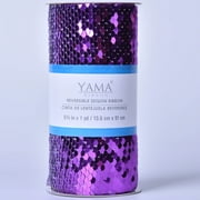 Yama Ribbon, 5-3/8inch Reverse Sequin Ribbon Purple/White, 3 feet