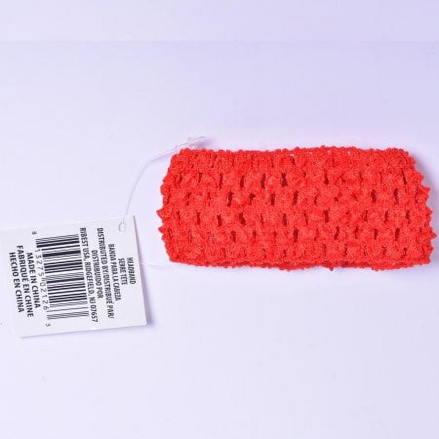 Yama Ribbon, Female Girls Child Accessories Knit Croch Headband in Red Color, 1 Count