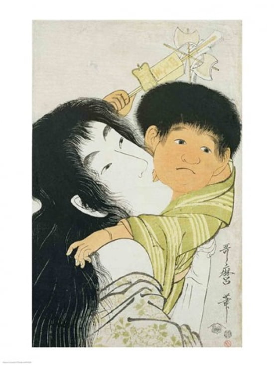 Yama-Uba and Kintoki Canvas Art - (18 x 24)