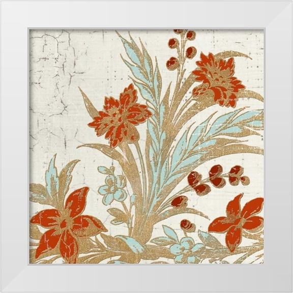 Yamada, Morgan 12x12 White Modern Wood Framed Museum Art Print Titled - Garden Tile 3