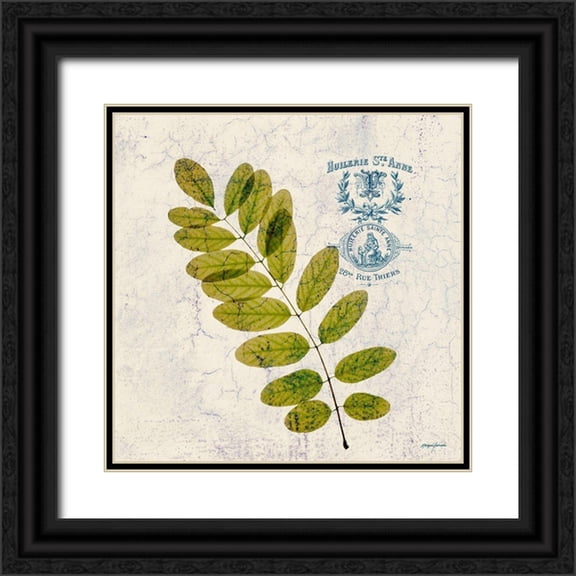 Yamada, Morgan 20x20 Black Ornate Wood Framed with Double Matting Museum Art Print Titled - JADE FOREST LEAF 4